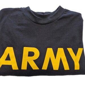 ARMY PHYSICAL FITNESS UNIFORMS Men's Size Lg Long Sleeve Black Tshirt EUC Cotton